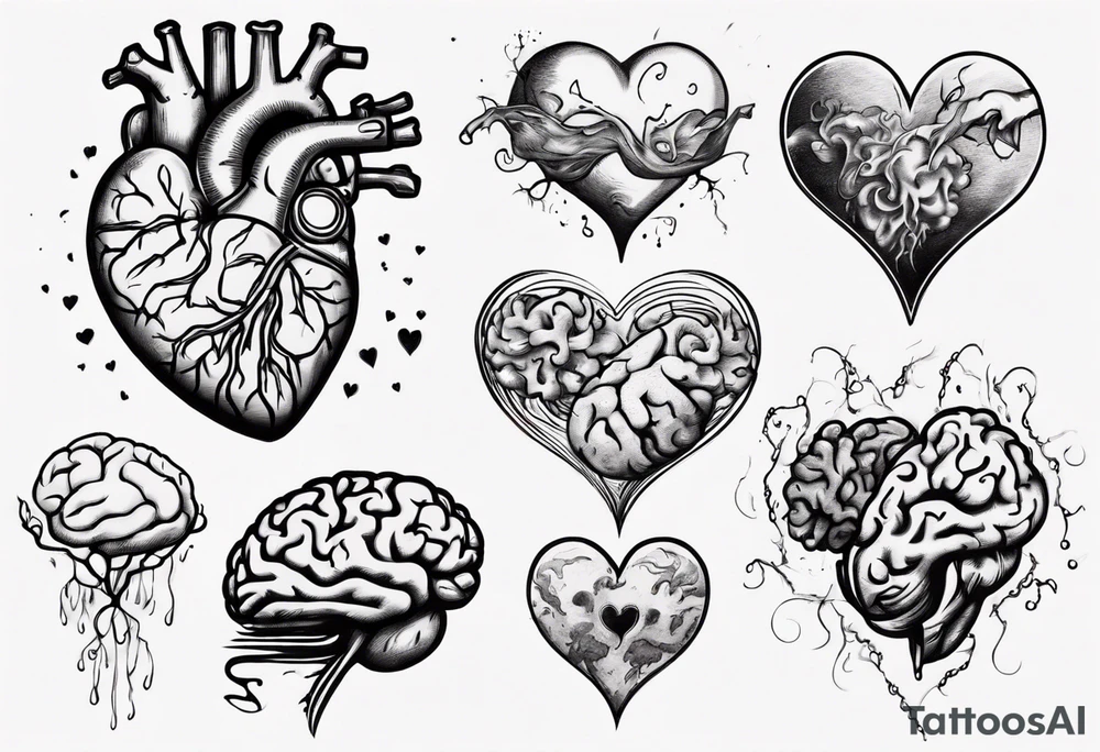 Heart and brain floating away tattoo idea