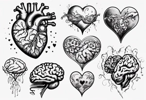 Heart and brain floating away tattoo idea