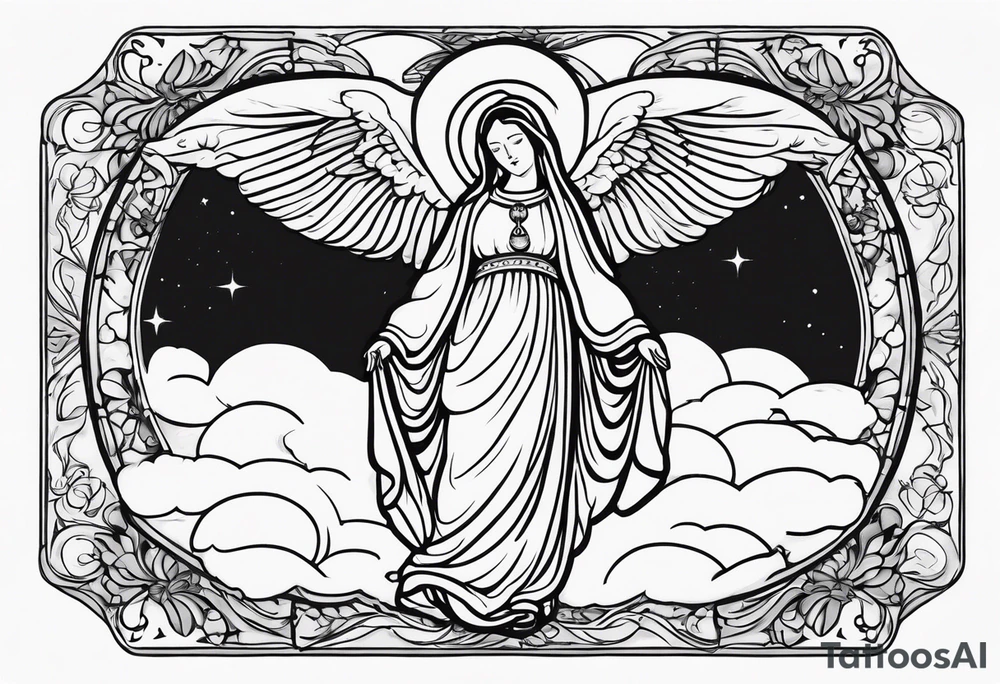 Virgin Mary skydiving tattoo idea