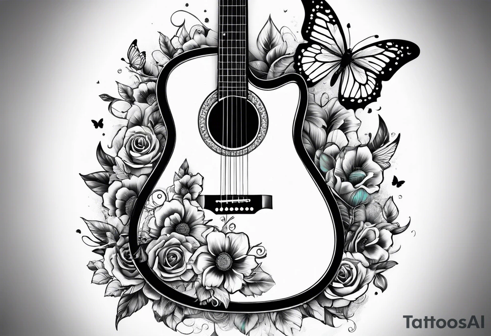 Guitar, butterfly, rainbow, Xbox tattoo idea