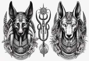 Egyptian god Anubis with Cobras tattoo idea