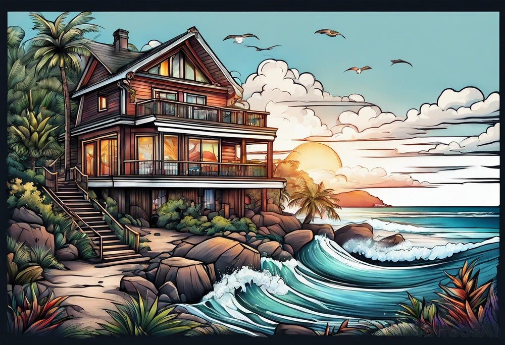 Beach house tattoo idea