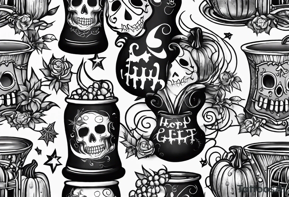 Trick or treat, 20 oz tumbler banner design, candy, minimalist tattoo idea