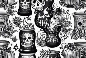 Trick or treat, 20 oz tumbler banner design, candy, minimalist tattoo idea