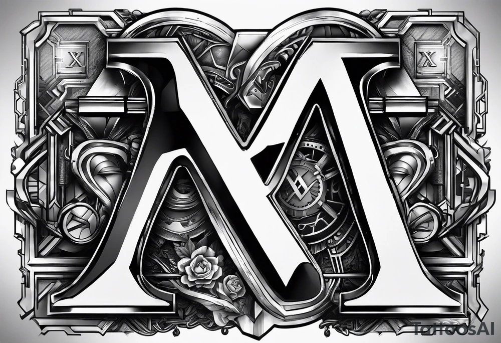 2 letters, X & I.
Cyberpunk Style.
Something like the tatoo in Triple X film. tattoo idea