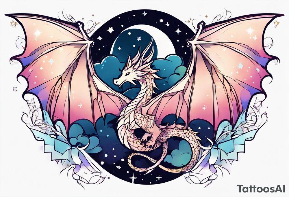 Constellation, wing , snow , cross , dragon cute tattoo idea
