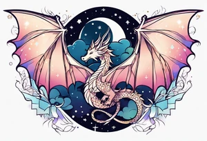 Constellation, wing , snow , cross , dragon cute tattoo idea