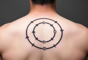 Rewind circle with play pause and stop in the circle tattoo idea