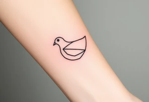 A minimalistic outline of a collared dove, with geometric lines forming its shape in muted gray and white, offering a clean and modern look tattoo idea