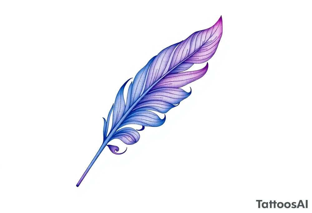Feather with blue and purple tattoo idea