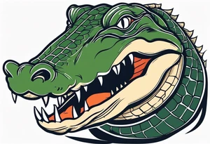 Alligator head with woman’s legs sticking out of its mouth tattoo idea