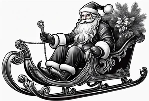 santa claus in his sleigh tattoo idea
