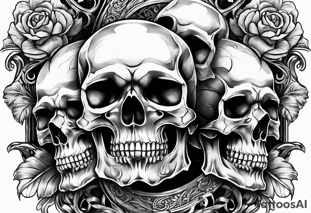 three skulls tattoo idea