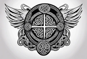 A combination of Celtic bands, Scottish shields, and a black power fist tattoo idea