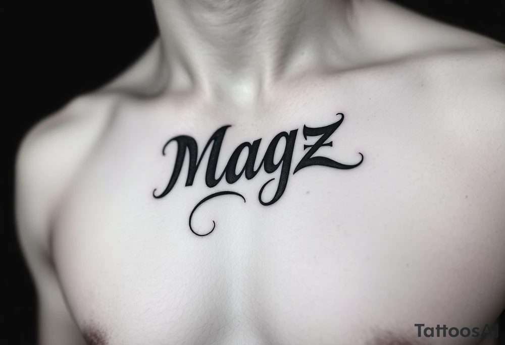 The name Magz in a very artistic style tattoo idea
