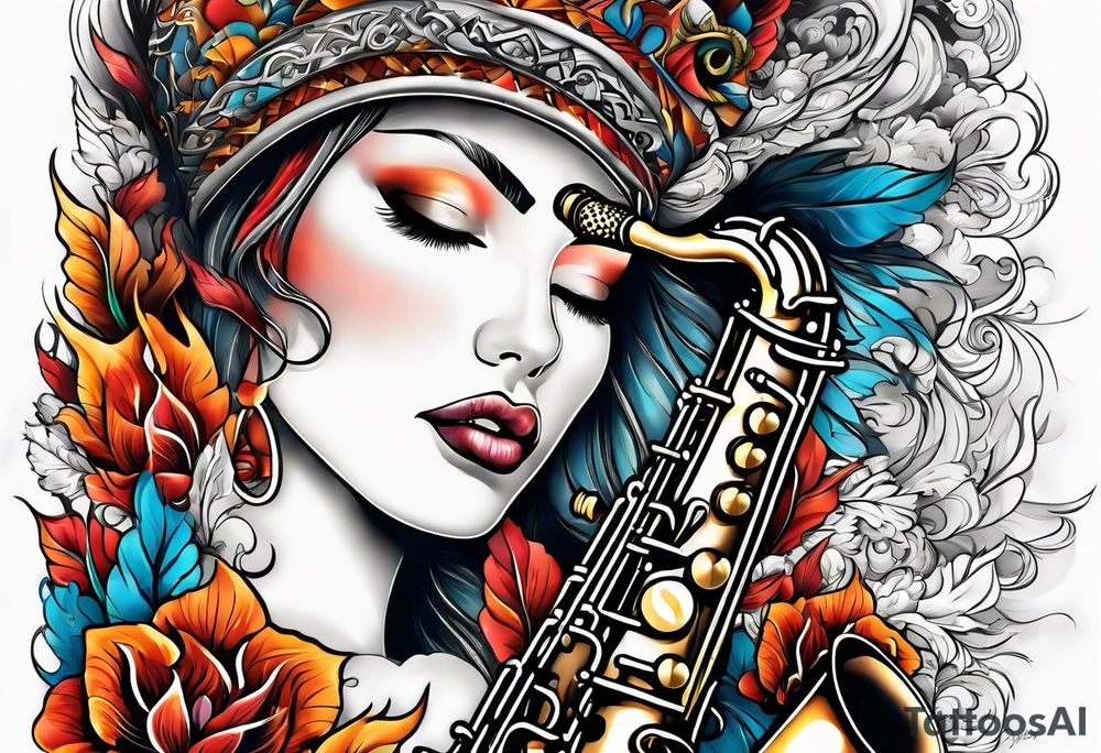 fire sneak surroundin a suggested soprano sax and with some elements of the see around tattoo idea
