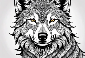 Hundepfote mit Wolfsgesicht tattoo idea