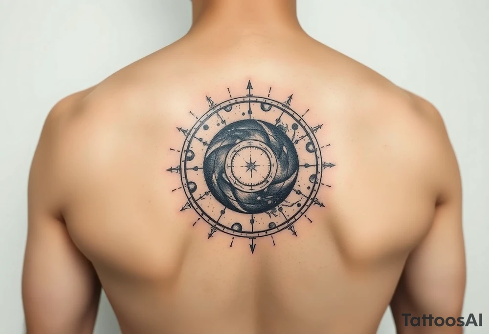 Astronomy surrounded by a black whole tattoo idea