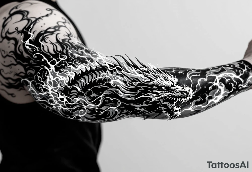 legendary dragon scene with energy aura and power effects tattoo idea
