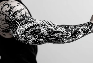 legendary dragon scene with energy aura and power effects tattoo idea
