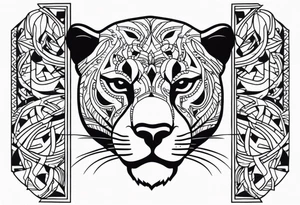 Panther in american traditional style tattoo idea