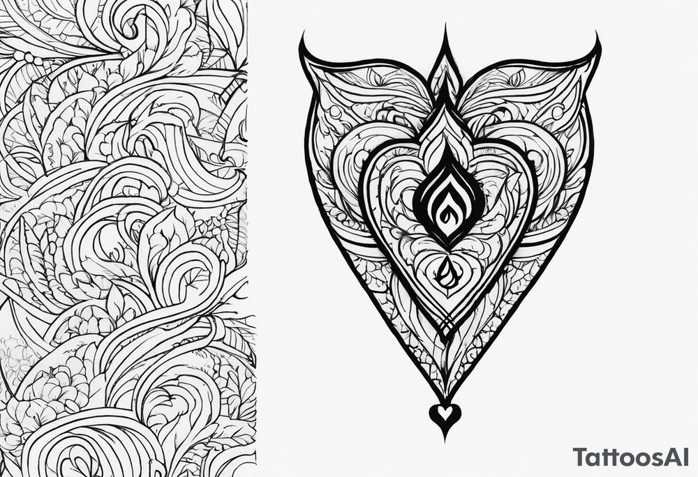 Tattoo ਨਿਰਭਉ ਨਿਰਵੈਰ written in Gurmukhi written text. Add fire and heart to symbolize strength and love tattoo idea