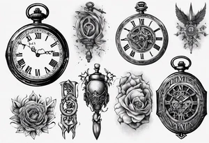 Roman numeral 4 on antient pocket watch tattoo idea