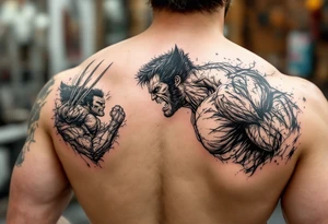 Marvels Wolverine fighting the incredible hulk tattoo idea