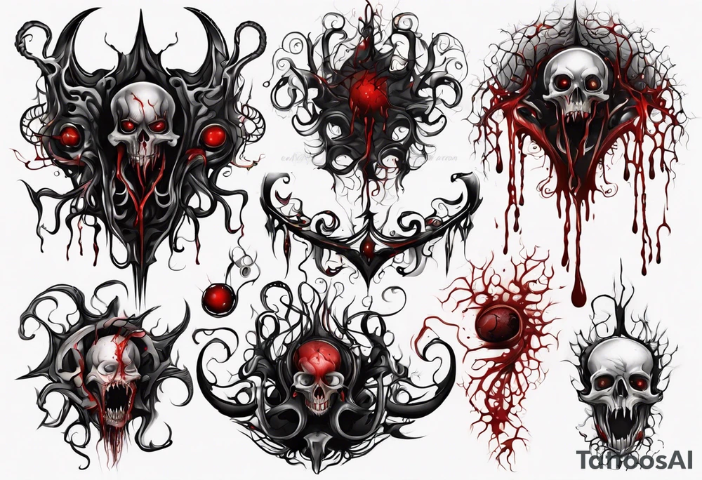 Blood
Tendrils
Black
Pattern
Horror tattoo idea