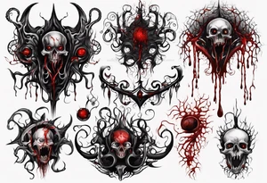 Blood
Tendrils
Black
Pattern
Horror tattoo idea