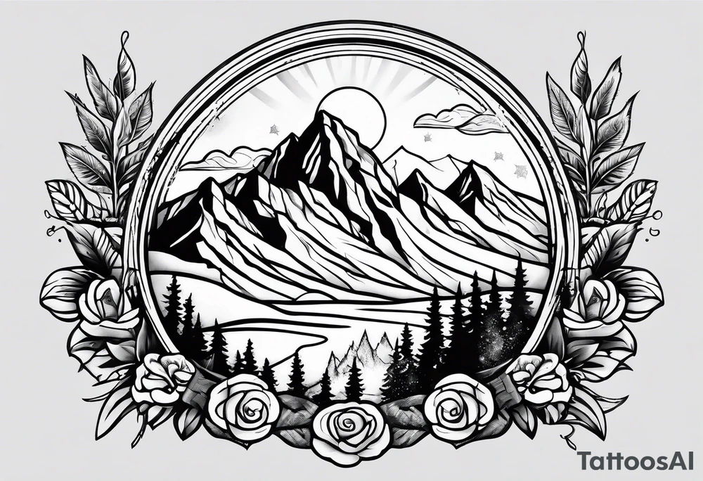 snowboarding & mountains tattoo idea