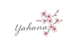 Name YAHANARA with cherry blossoms tattoo idea