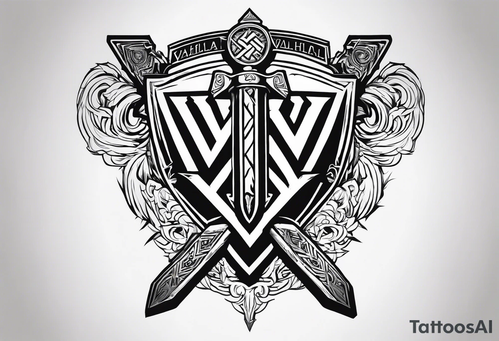 Valhalla stairs
Valhalla stairs sword shield axe
Valknut ruins lightnings tattoo idea
