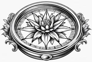 A Vintage compass with lily flower. tattoo idea