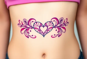 A symmetrical lace heart shaped bracelet with a soft ombré effect, transitioning from pink to deep purple tattoo idea