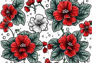 Red geraniums in the rain umbrella tattoo idea