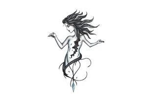 A minimalist tattoo that represents a shattered and betrayed gemini woman who fought hard throughout this year. With colors blue and black. Make it unique and rare. Without leaves and stem. tattoo idea