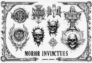 roman font saying "morior invictus" tattoo idea