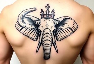 Elephant with trunk up, queen crown tattoo idea