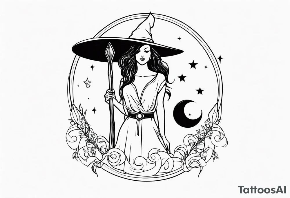 witch, fantasy, broom, charmed, moons,wicca tattoo idea
