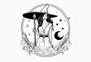 witch, fantasy, broom, charmed, moons,wicca tattoo idea
