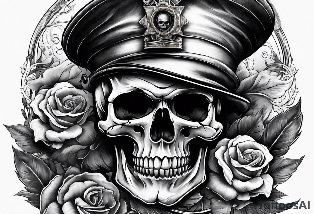 skull with sailors hat on smoking a pipe tattoo idea