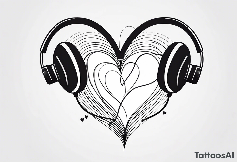 Headphones with L and R on a heart tattoo idea