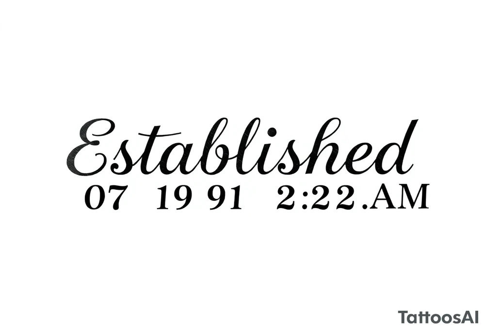 Established 07.19.91  2:22 A.M tattoo idea