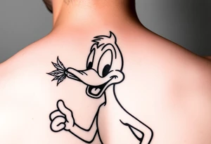Daffy duck smoking a joint of marijuana tattoo idea