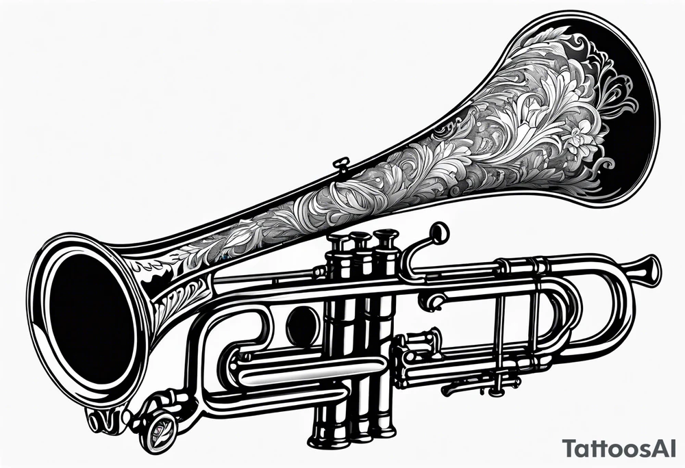 trombone and camera drawn with a single line tattoo idea