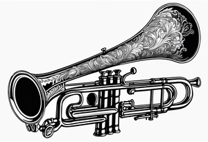 trombone and camera drawn with a single line tattoo idea