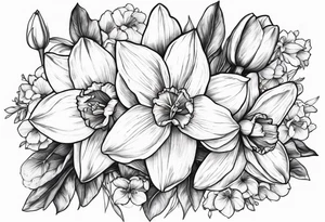Narcissus floral bouquet tattoo idea