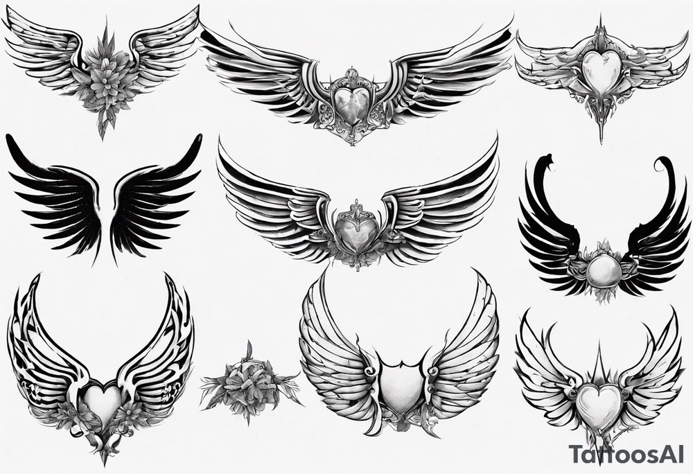Wings with the dates (1) 09/12/2012 and (2) 24/10/2023 in between the wings tattoo idea