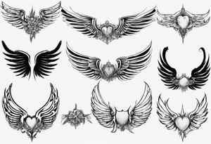 Wings with the dates (1) 09/12/2012 and (2) 24/10/2023 in between the wings tattoo idea